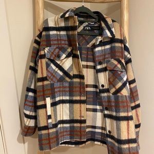 Zara oversized flannel jacket